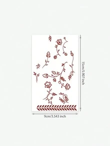 1pc Flower Temporary Tattoo Sticker, Waterproof, Sweat-Proof, Suitable For Hands & Feet, Applicable For Daily Use, Lasts 1-3 Days - Red - View 3