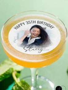 Customized Photo Birthday Beverage Paper, Cocktail Pattern Embellishment Paper, Customized Beverage Paper, Birthday Party Beverage Paper, Birthday Cake Paper, Beverage Paper, Coffee Paper, Suitable For Queuing, Banquets, Cocktail Parties, Parties, Birthday Banquets, Customized Paper - Glutinous Rice Paper 3 - View 3