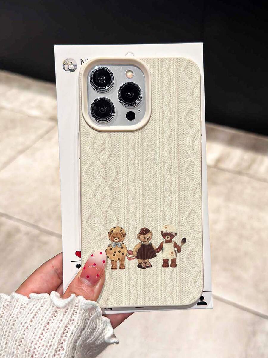 Cute Plush Bear TPU Anti-Slip Shockproof Phone Case Compatible With Apple XS XR 11 12 13 14 15 16 13 Pro Max 16 Pro Max 14 Plus, Galaxy A35 A16 A23 A52 5G A71 4G S20 S21 S22 S22+ S25 Ultra S25, Personalized Gift For Men And Women, Autumn/Winter - Beige - View 1