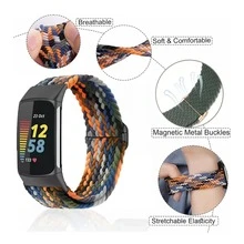Elastic Magnetic Nylon Loop Soft Strap For Charge 6/Charge 5 Band,For Charge 6 5 Sport Smart Watch Stretchy Replacement Band Women Men - Charge 6/5 - View 3