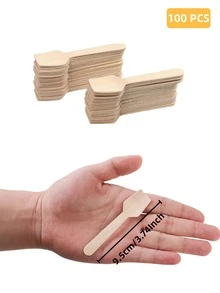 50/100/200/400pcs 4-Inch Wooden Fork & Spoon Combo Set, Disposable Birchwood Forks, Wooden Cutlery For Cake, Ice Cream, Birthday Party, Camping, BBQ, Wedding, Outdoor Events - Multicolor - View 15