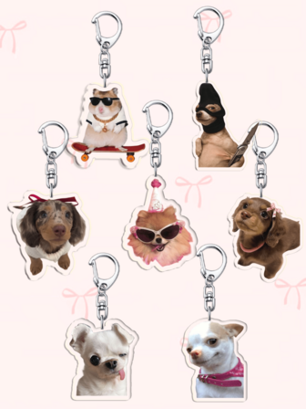 1pc Adorable Acrylic Chihuahua Face Keychain: Featuring Characters Bag Accessories, Funny Jewelry, And Fans Gifts. Ideal For Boyfriends, Girlfriends, Family Members, Teachers, Party Gifts, And Dog-Themed Cell Phone Decorations.
