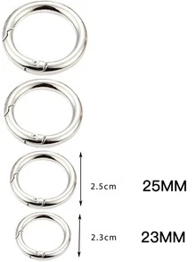 20pcs Silver Metallic Spring Rings, Open Round Circle Carabiner, Crafts & Jewelry Findings - Silver - View 6
