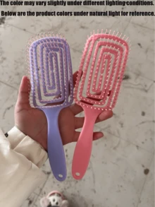 Hollow Comb, Wet & Dry Massage Comb, Portable Wide-Tooth Styling Comb, Women's Long Hair Volumizing Brush, Styling Tool, Bathroom Decor