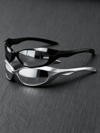 Set de 2 gafas de ciclismo futuristas Y2K, gafas deportivas unisex punk hip hop adecuadas para conducir, salidas diarias, correr, senderismo y actividades en la playa