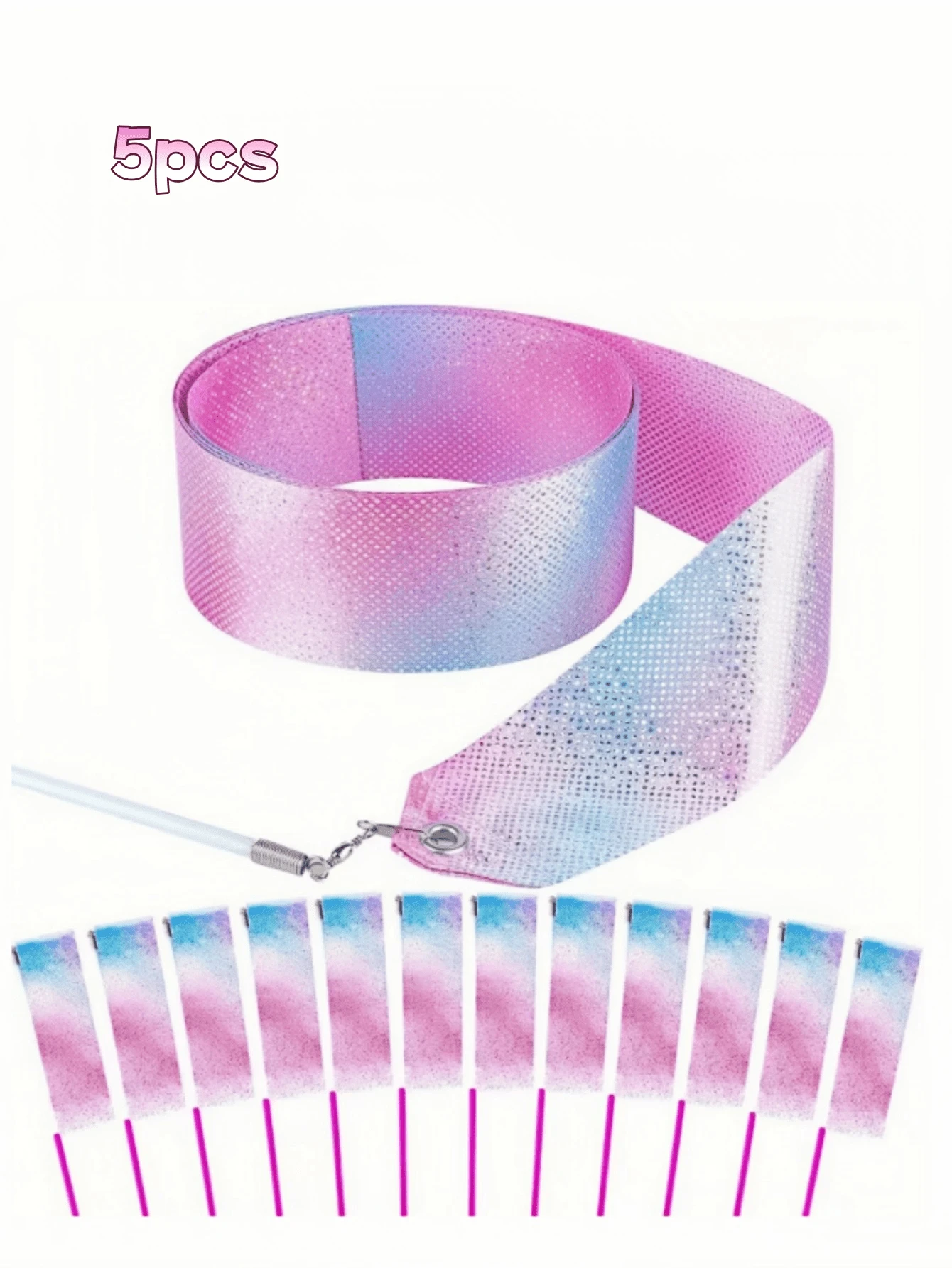 1pc/2pcs/5pcs Rhythmic Gymnastics Ribbon, 2m/4m/6m Dance Ribbon, Dance Performance Silk Ribbon, Glitter Dance Satin Ribbon With Rotating Baton