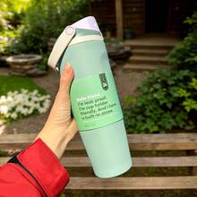 0WAL'A 30oz Insulated Stainless Steel Water Bottle With Straw. This Water Bottle Combines A Straw And Insulation, And Features Vibrant Colors. Enjoy Your Drinks Anytime, Anywhere. Perfect For Holding Water,  Tea Or Coffee, Iced Drinks, And Hot Beverages. - 薄荷綠 - 查看 3