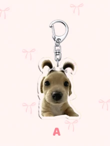 1pc Adorable Acrylic Chihuahua Face Keychain: Featuring Characters Bag Accessories, Funny Jewelry, And Fans Gifts. Ideal For Boyfriends, Girlfriends, Family Members, Teachers, Party Gifts, And Dog-Themed Cell Phone Decorations. - Multicolor - View 2