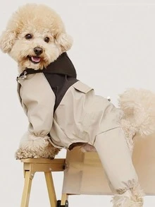 Áo mưa cho chó/mèo cỡ nhỏ và trung bình - Chống thấm nước, chống bụi, chống tia UV (nắng/mưa) | Áo khoác nhẹ phối màu tương phản cho thú cưng 4 chân | Vải TPU chống thấm nước, thoáng khí, có dải phản quang an toàn ban đêm, thiết kế nút tiện lợi, cổ tay và đáy quần co giãn, dây đeo cổ/lưng có thể điều chỉnh | Áo khoác gió cho thú cưng màu kaki/xanh nhạt/tím - Nhiều màu - Xem 4