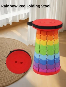 1pc Lightweight Durable Telescopic Stool, Portable & Foldable Design, Suitable For Travel, Fishing, Hiking, Comfortable High Index Plastic Material, Outdoor Portable Folding Stool, Plastic Folding Chair For Travel, Fishing Stool, Adjustable Telescopic Stool (Folding Part Color Random, No Fixed Order) - Multicolor - View 3