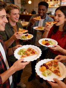 50 chiếc đĩa giấy màu ngà, có khía, đường kính 9 inch, đĩa giấy ăn dùng một lần cho các bữa tiệc, đĩa bánh và tráng miệng đường kính 7 inch cho tiệc cưới, sinh nhật, dã ngoại gia đình. - Nhiều màu - Xem 2