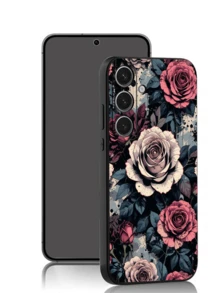 1 pieza Funda de teléfono con estampado elegante de rosa compatible con iPhone, Honor, Redmi, Galaxy A04e/A05s/A13/A14/A15/A34/A35/A50/A52/A53/A54/S21/S22/S23/S24/S25/S25Ultra, 6A/7A/8A, 12T/13T/14T