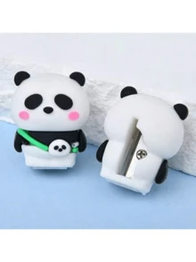 4 pezzi Set di cancelleria a tema panda carino (matita, righello, temperamatite, gomma), forniture per disegno e scrittura per studenti - Multicolore - Visualizzare 6