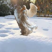 1pc Bohemian Style White Angel Acrylic Garden - Sun Catcher And Planter Decor, Perfect Gift For Home And Outdoor Display