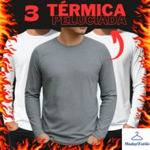 3 Blusa de Frio Masculina Segunda Pele Térmica Peluciada Forrada Flanelada de Manga Longa - 3 PRETA - Visão 6