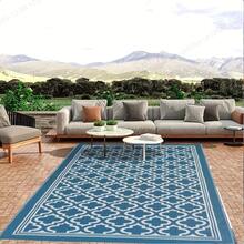 1 pieza Alfombra para exteriores apta para patio, caravana, camping, de 5x8 pies, impermeable y reversible, estera de plástico tejido, resistente a los rayos UV, alfombra para interior y exterior para patio, estilo bohemio para balcón y picnic