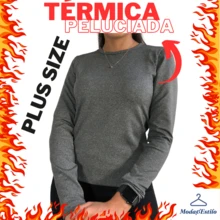 Blusa de Frio Plus Size Feminina Segunda Pele Térmica - Preto - Visão 7