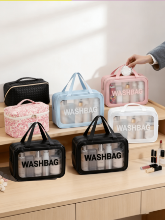 1pc Cosmetic Bag, Skincare Pouch, Toiletry Bag, Packing Cube, Cruise Essentials, Dorm Supplies, Bridesmaid Gift, Mother's Gift, Birthday Gift, Gift For Friends And Teachers, Home Decor, Bathroom, Living Room, Bedroom, Bathroom Storage Box, Jewelry Box, Lip Gloss Organizer, Nail Polish Holder