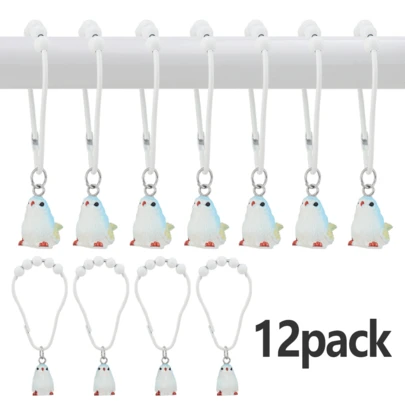 12Pcs Multicolored Bird Hook Shower Curtain Hook Set, Cute And Compact, Sturdy And Durable. The Perfect Personalized Choice For Secret Santa Gifts, Holiday Hostess Presents, Or Celebratory Gifts. Perfectly Complements Christmas Home Decor, Bedroom Accents, Entryway Organization, Living Room Holiday Arrangements