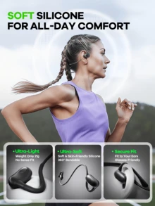 REMAX IPX7 Waterproof Bluetooth 6.0 Sports Earphones, 12Hrs Playtime, Soft Silicone Ear Hooks, Stereo With Mic, Black/White - Multicolor - View 3