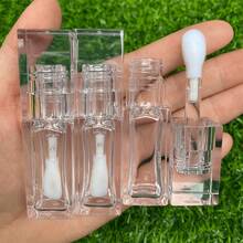 1/5pcs Full Transparent Lip Gloss Tubes Empty Refillable Lipstick Bottles With Big Wand White Lip Plumper Bottles Packaging - Clear - View 3