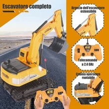2025 1:20 Hz Digger ferngesteuert Bulldozer. Spielzeug,2 ladende batterien,Ein geschenk für kinder, spielzeug, ein geburtstagsgeschenk - Gelb - Übersicht 8