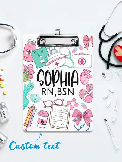 1 pieza Portapapeles personalizado de enfermera con nombre y título, Portapapeles médico personalizado RN BSN, Regalo de graduación de enfermera lindo, Accesorio de enfermera practicante, Regalo de vuelta a la escuela