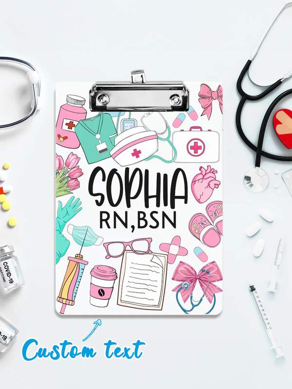 Prancheta personalizada para enfermeira com nome e formação, RN BSN, presente fofo para formatura de enfermagem, acessório para enfermeira, presente de volta às aulas