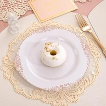20pcs White And Rose Gold Salad Plates - Heavy Duty Gold Premium Dinnerware Set Includes 10pcs 7.5-Inch Dessert Plates, 10pcs 10.25-Inch Wedding And Thanksgiving Party Dinner Plates - Rose Gold - View 7