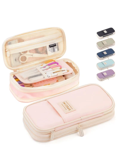 Large Capacity Multifunctional Pencil Case, Pencil Bag, School Stationery Storage Box, Back To School Supplies, Pencil Pouch, Backpack, Expandable Large Capacity Pencil Box, Large Capacity Twill Fabric Stationery Storage Bag With Pen Slot, Foldable School Supplies Organizer, Korean/Japanese Style, Pencil Pouch, Backpack, Christmas Home Decor, Personalized Gift, Best Christmas Gift For Women/Men