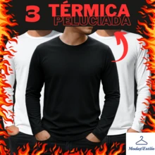 3 Blusa de Frio Masculina Segunda Pele Térmica Peluciada Forrada Flanelada de Manga Longa - 3 PRETA - Visão 7