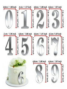 Topper de bolo em acrílico com números, enfeites decorativos para cupcakes (faça você mesmo), dígitos de 0 a 9, toppers de bolo espelhados dourados/prateados, ideais para decoração de bolos de casamento, aniversários, chás de bebê e outras ocasiões. - Multicolorido - Ver 12