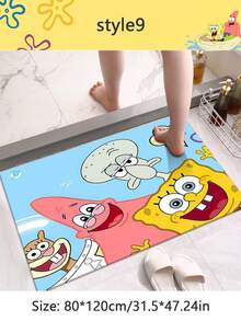SPONGEBOB 1 pieza Alfombra de piso para sala de estar, dormitorio, mesita de café, sofá con diseño de Esponja Bob Esponja, lavable, la mejor decoración para fiestas y celebraciones con amigos, decoración perfecta para el hogar, regalo ideal para Año Nuevo - Multicolor - Ver 17