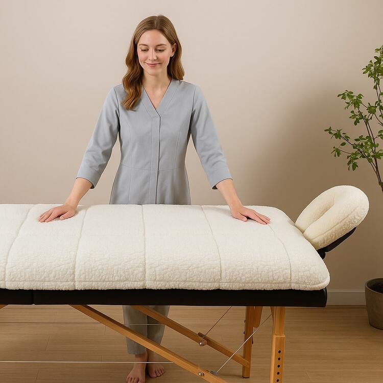 Housse de table de massage ultra douce avec sangles élastiques, utilisation professionnelle pour le massage, la beauté, les soins du visage et l'épilation. Tapis de lit de spa en polaire chaude, convient aux tables de massage de 28 à 32 pouces, confortable et agréable pour la peau, adapté pour le salon et l'usage domestique - Blanc - Voir 6