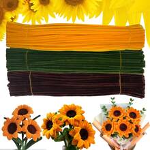 300pcs Sunflower-Inspired Pipe Cleaners - DIY Craft Set For Adult Art Projects, Floral Bouquet Kit For Graduation, Wedding & Birthday Gifts, Applicable Age Group 14+ - Multicolor - View 14