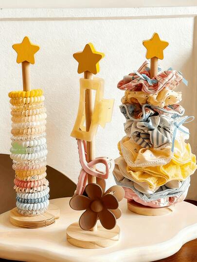 星形复古木质首饰展示收纳架 - 发饰/发带/发夹/首饰收纳架/桌面收纳架