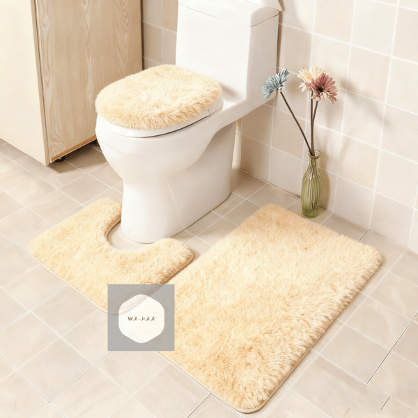 Juego de 3 piezas de alfombras de baño que incluye alfombra de baño, alfombra contorneada y tapa de inodoro, lavable a máquina, de microfibra súper suave y antideslizante con respaldo antideslizante, decoración de baño para el hogar , alfombra de piso