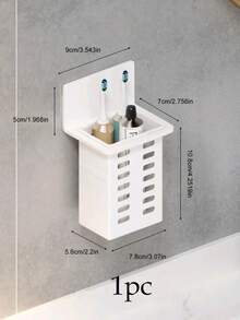 1/2个壁挂式牙刷架，带剃须梳收纳空间，无需钻孔浴室收纳架（白色、黑色）家居浴室装饰 秋季装饰 返校季 - 彩色 - 查看 11