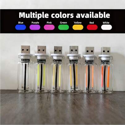 Car Accessories Touch Sensor Atmosphere Light Ceramic LED Glass Bottle Romantic Mini Multi-Scene USB Touch Sensor Nightlight, Home Indoor/Outdoor Bedside Lamp, Available In White, Blue, Red, Purple, Pink, Green, Yellow