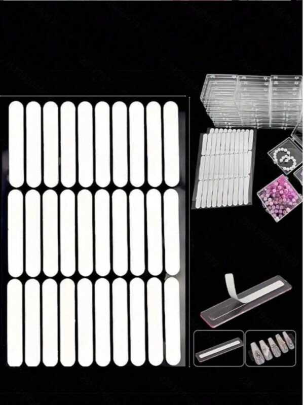 Transparent Double-Sided Nail Display Tape, Used For Pressing Nail Self-Adhesive Strips, Salon Design Display And Packaging, Alcohol-Free, Easy To Use Nail Products, Nail Application | Transparent Tape | Precise Nail Slots