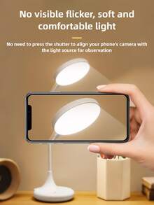 1pc Adjustable 3-Level Brightness LED Desk Lamp With Phone Holder, Rechargeable 800mAh Battery, USB Charging, Dimming Function, Suitable For Office, Student Study And Reading - White Red Light - View 6