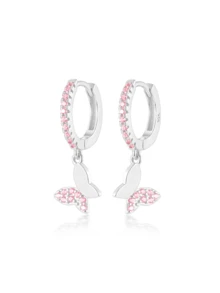 1 par de pendientes de mariposa de plata de ley 925 con diamantes micro-incrustados y circonita brillante, diseño elegante y exclusivo, adecuado para fiestas, regalos, uso diario, viene con una caja de regalo exquisita, ideal para el Día de San Valentín, cumpleaños, regalos festivos - Multicolor - Ver 15