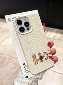 Cute Plush Bear TPU Anti-Slip Shockproof Phone Case Compatible With Apple XS XR 11 12 13 14 15 16 13 Pro Max 16 Pro Max 14 Plus, Galaxy A35 A16 A23 A52 5G A71 4G S20 S21 S22 S22+ S25 Ultra S25, Personalized Gift For Men And Women, Autumn/Winter - Beige - View 3
