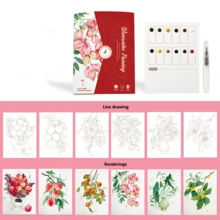 1 Stück kreatives Aquarellmalbuch für Erwachsene, Spaß Malbuch, Lässig Kritzelblock, geeignet als Geburtstags-, Feiertags-, Neujahrs-, Valentinstags- oder Ramadan-Geschenk (inklusive 1 Pinsel) - Verschiedenfarbig - Übersicht 14