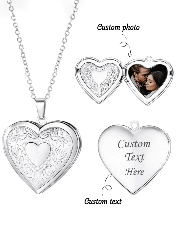 1 قلادة صندوق صور الحب المخصصة، نص وصور مخصصة، خزانة تخزين قابلة للفتح، هدية تذكارية للحيوانات الأليفة، عيد الحب، رأس السنة الجديدة، عيد الميلاد، الأصدقاء، زملاء الدراسة، موسم العودة إلى المدرسة، هدية تذكارية مثالية لها/له