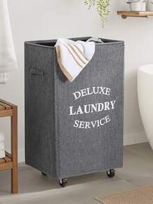 1pc 60L/90L/110L Bamboo Rim Laundry Basket With Wheels And Cover - Includes Removable Mesh Liner, Foldable Dirty Clothes Basket With Handles And Cover, Extra Large Capacity Laundry Hamper, Collapsible Fabric Laundry Basket - Multicolor - View 5