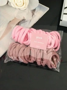 Brodark 50pcs Khaki Invisible Hair Ties Elastic Scrunchies, Makeup Travel Essentials, Back To School Gift, Red Gift Box