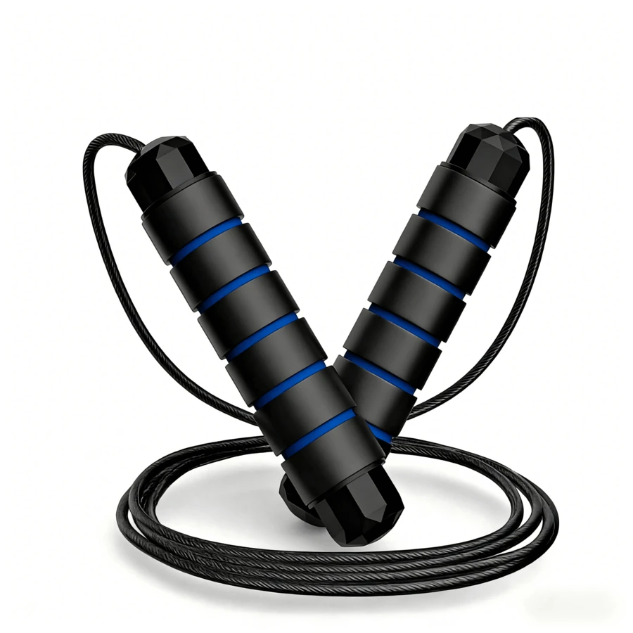 1 Pc Blue Professional Unweighted Speed Skipping Rope - Steel Ball Bearing Anti-Whip Jump Rope With Adjustable Length & Foam Handles For Cardio, HIIT, Home Workouts, Weight Loss & Fitness Training | Exercise Equipment For Adults, Men & Women - Xanh dương - Không trọng lượng - Xem 1