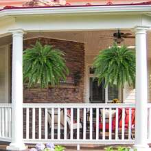 2pcs Large Artificial Boston Fern - 24 Inch Oversized Fake Fern Plants, Suitable For Outdoor, Office And Living Room Decor - Green - View 7