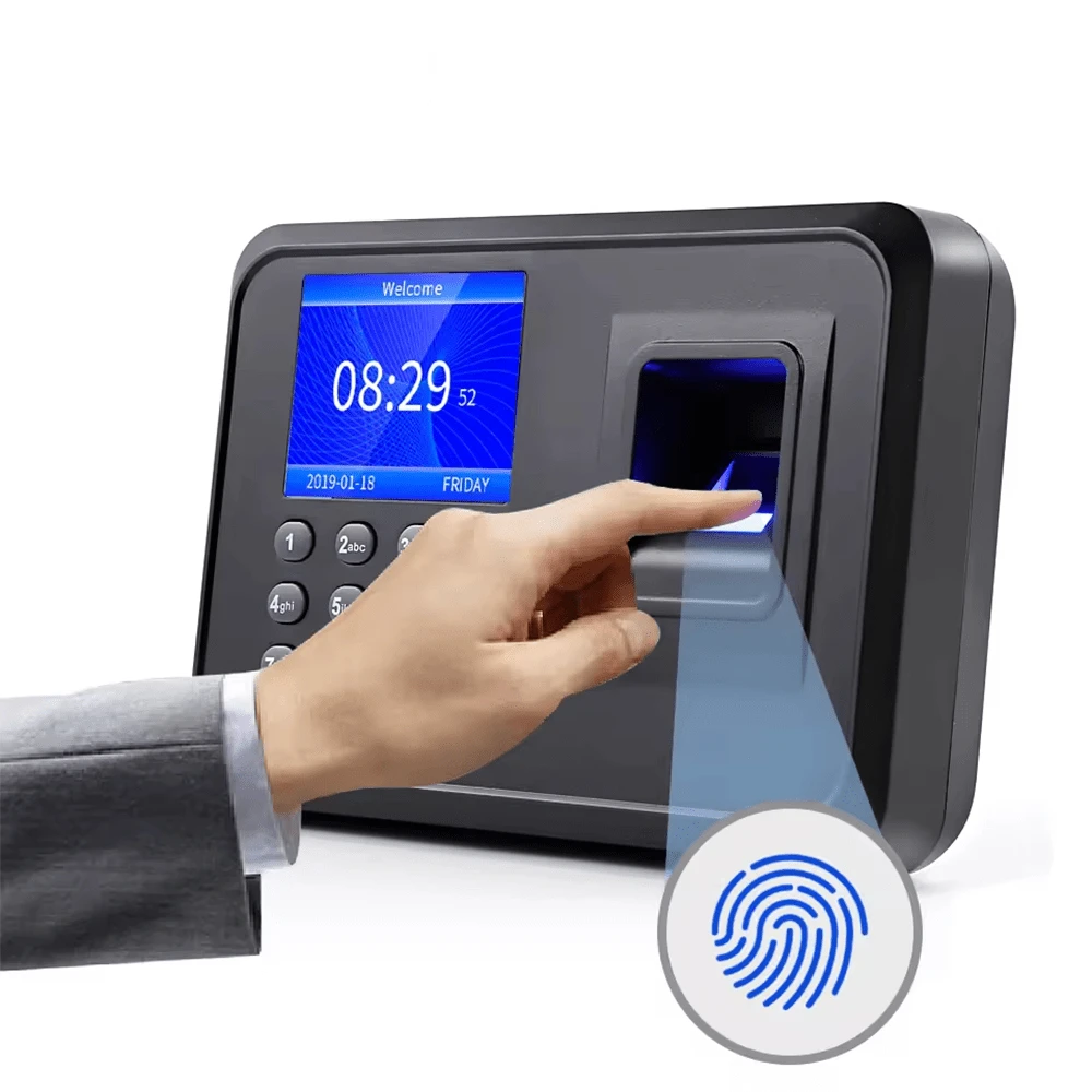 Fingerprint Password Time Clock, 2.4-Inch TFT Color Screen, Records Up To 1000 Fingerprints, Biometric Time Clock, Digital Attendance, Biometric Fingerprint Attendance Machine In Spanish, Password Fingerprint Recorder For Businesses, LCD Screen For Clock-In And Clock-Out, USB - 黑色 - 查看 1